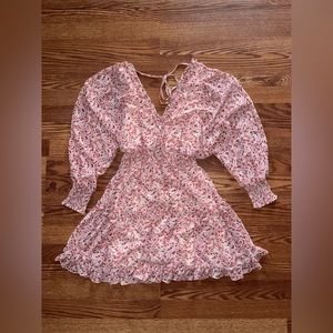 She + Sky pink floral flowy mini dress